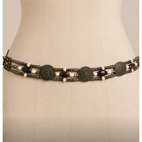 Vintage Boho Elephant Chain Belt Adjustable Bronze Beaded Medallion Festival main image 8